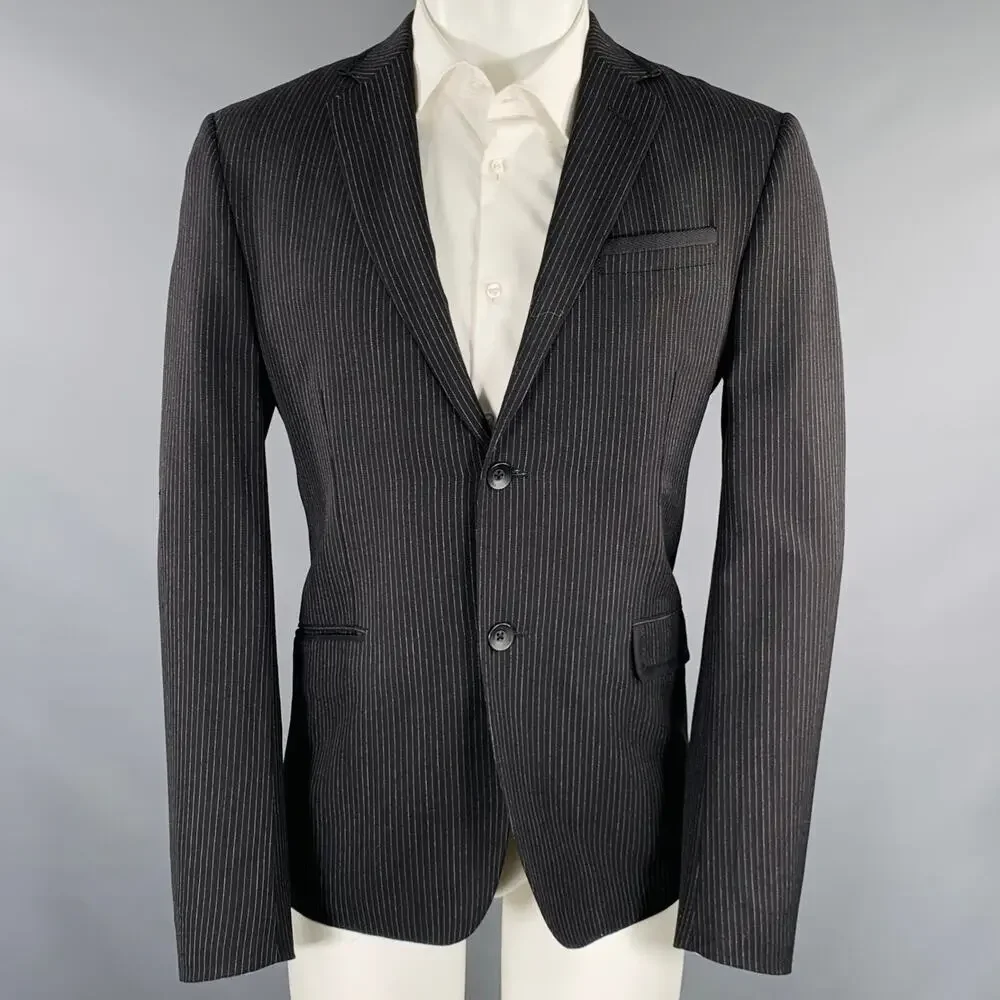 RAG & BONE Size 40 Black Grey Pinstripe Wool Single Breasted Sport Coat